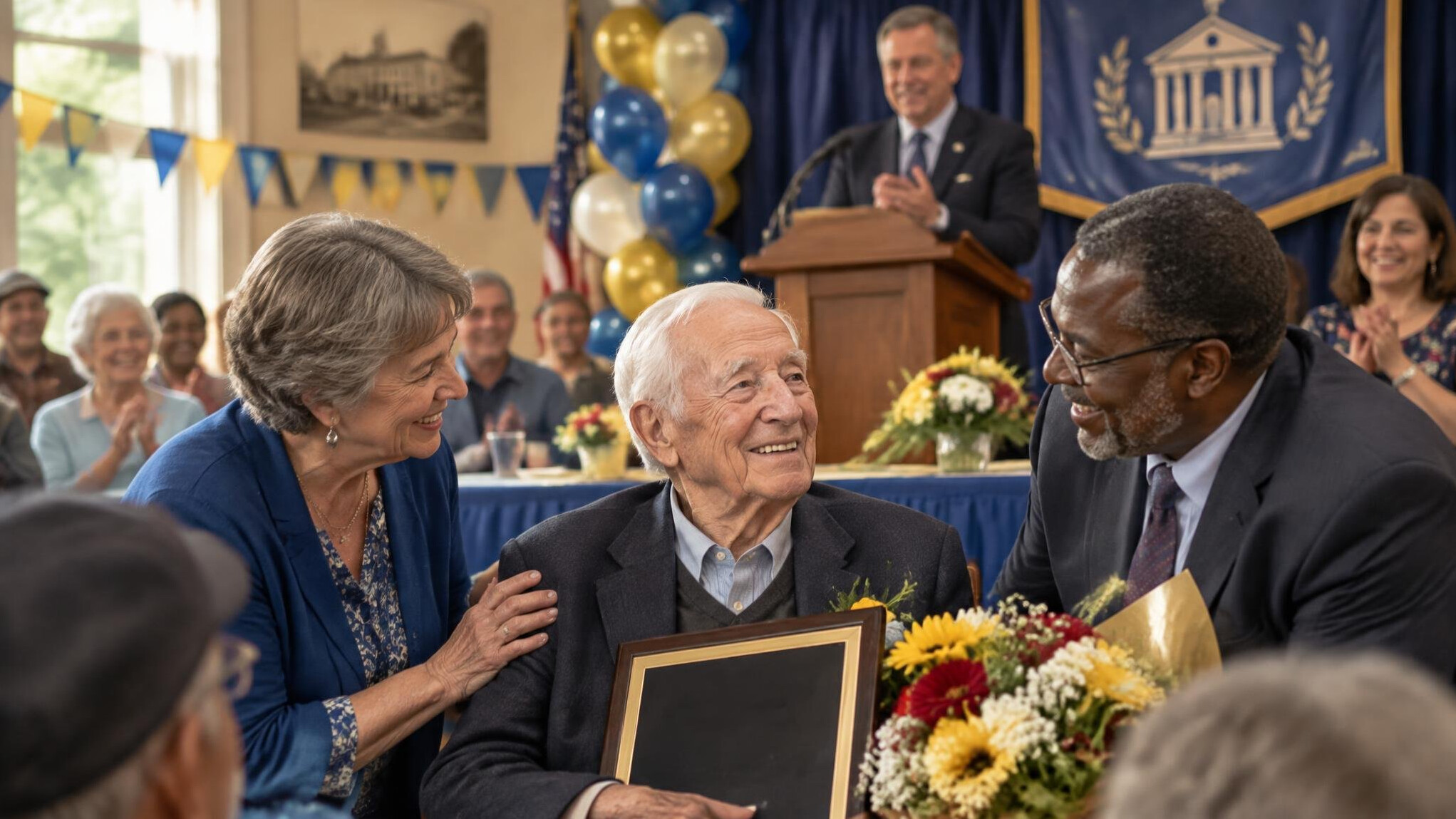 elderly man at community celebration