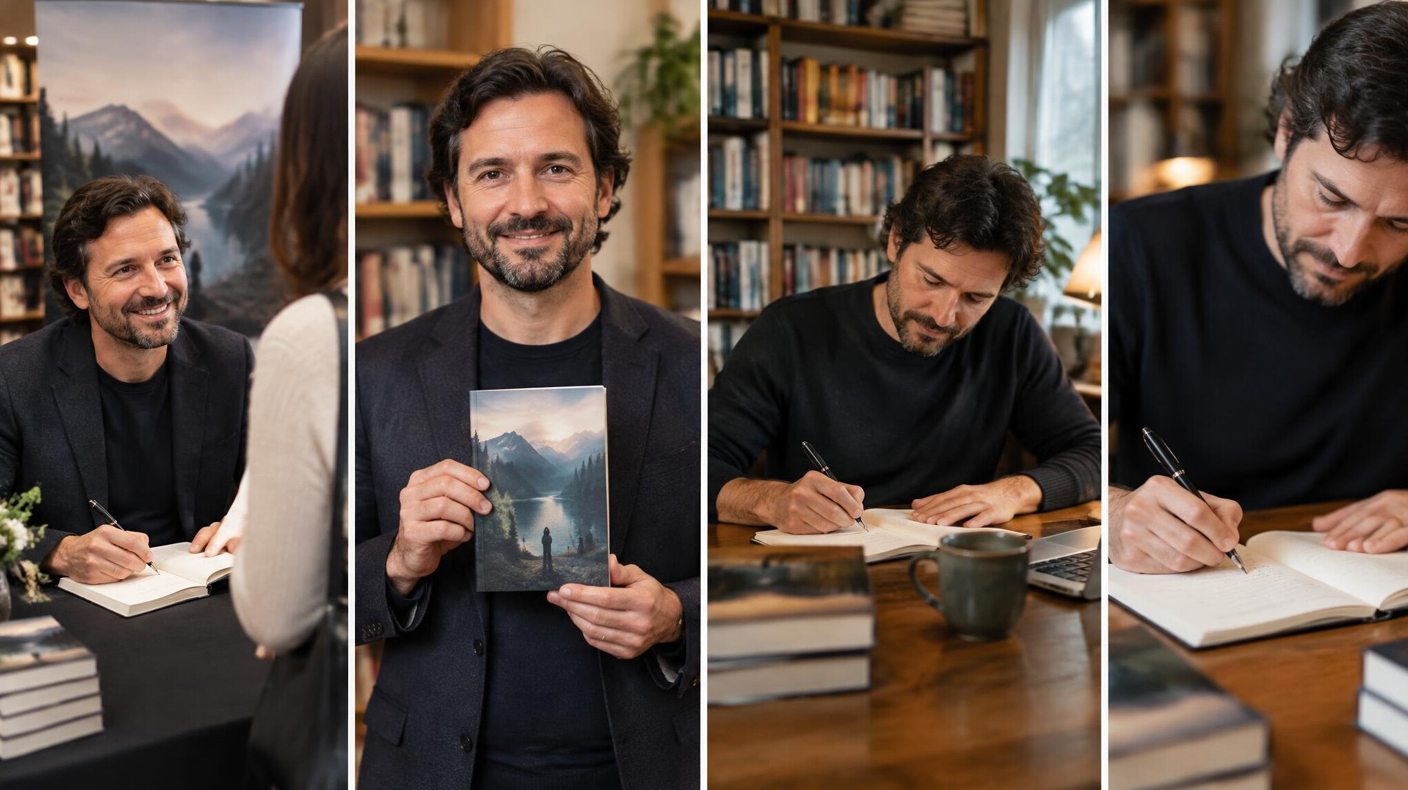 author at book signing event
