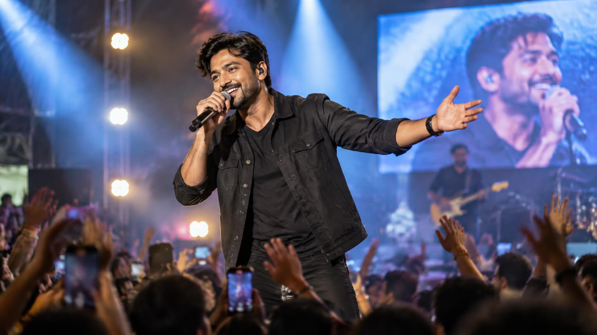 singer on stage performing