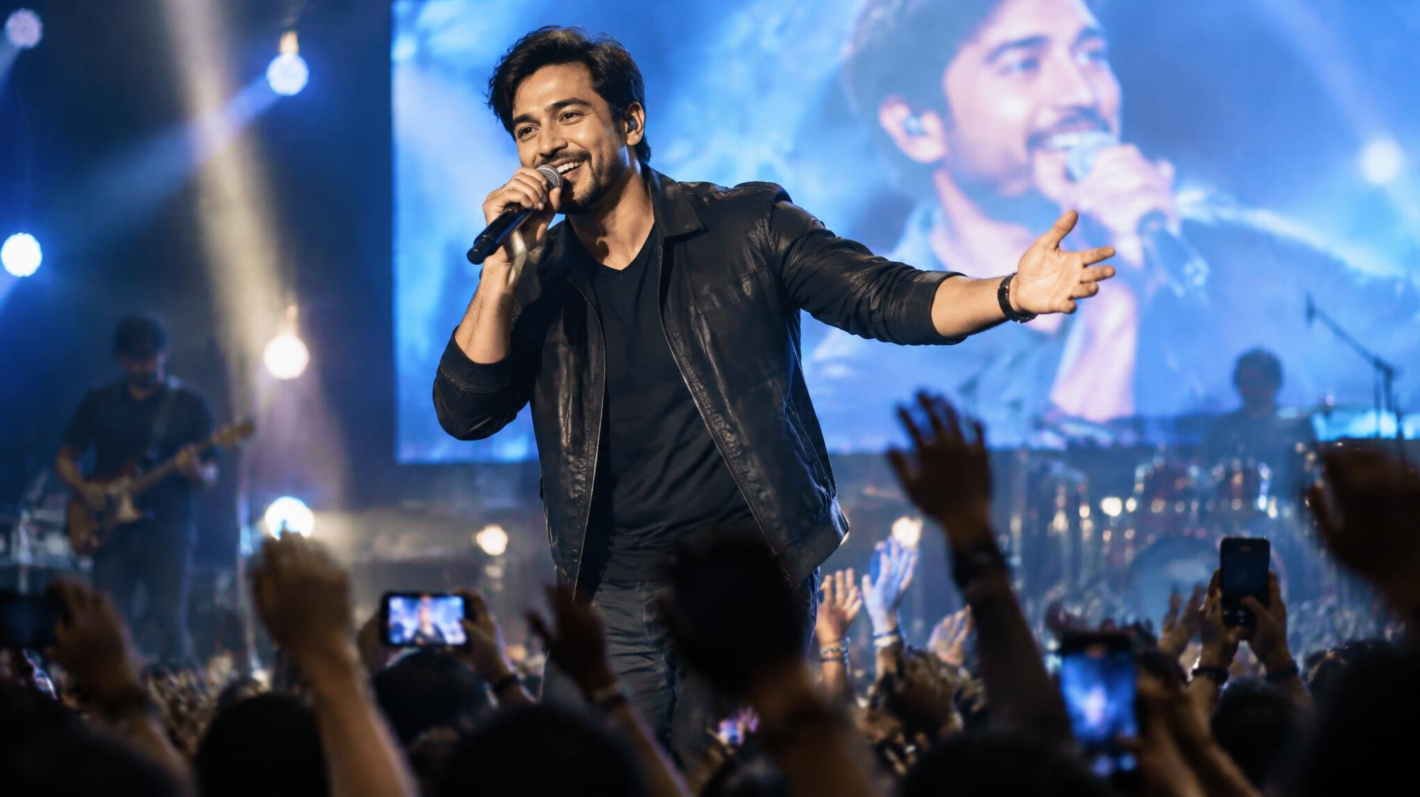 singer on stage performing