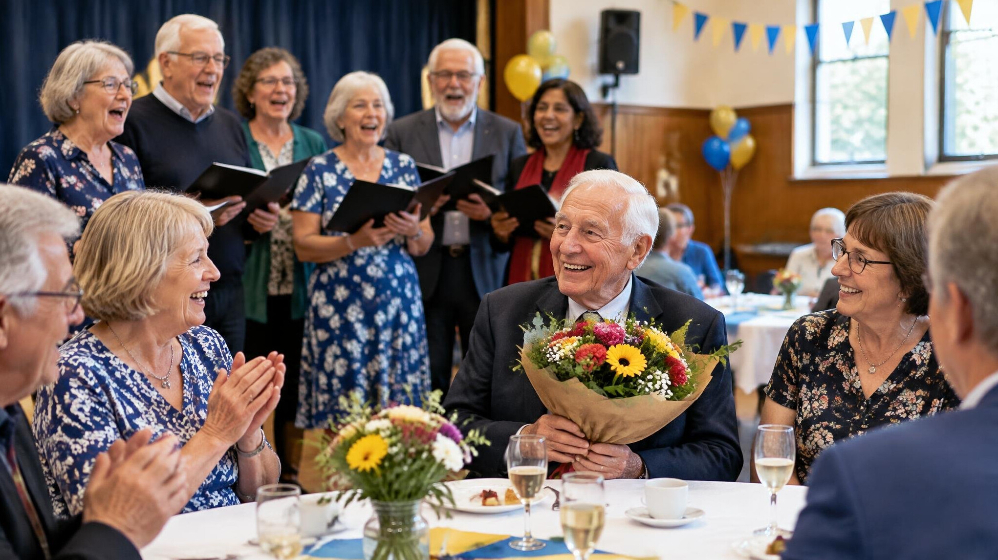 group singing at celebration