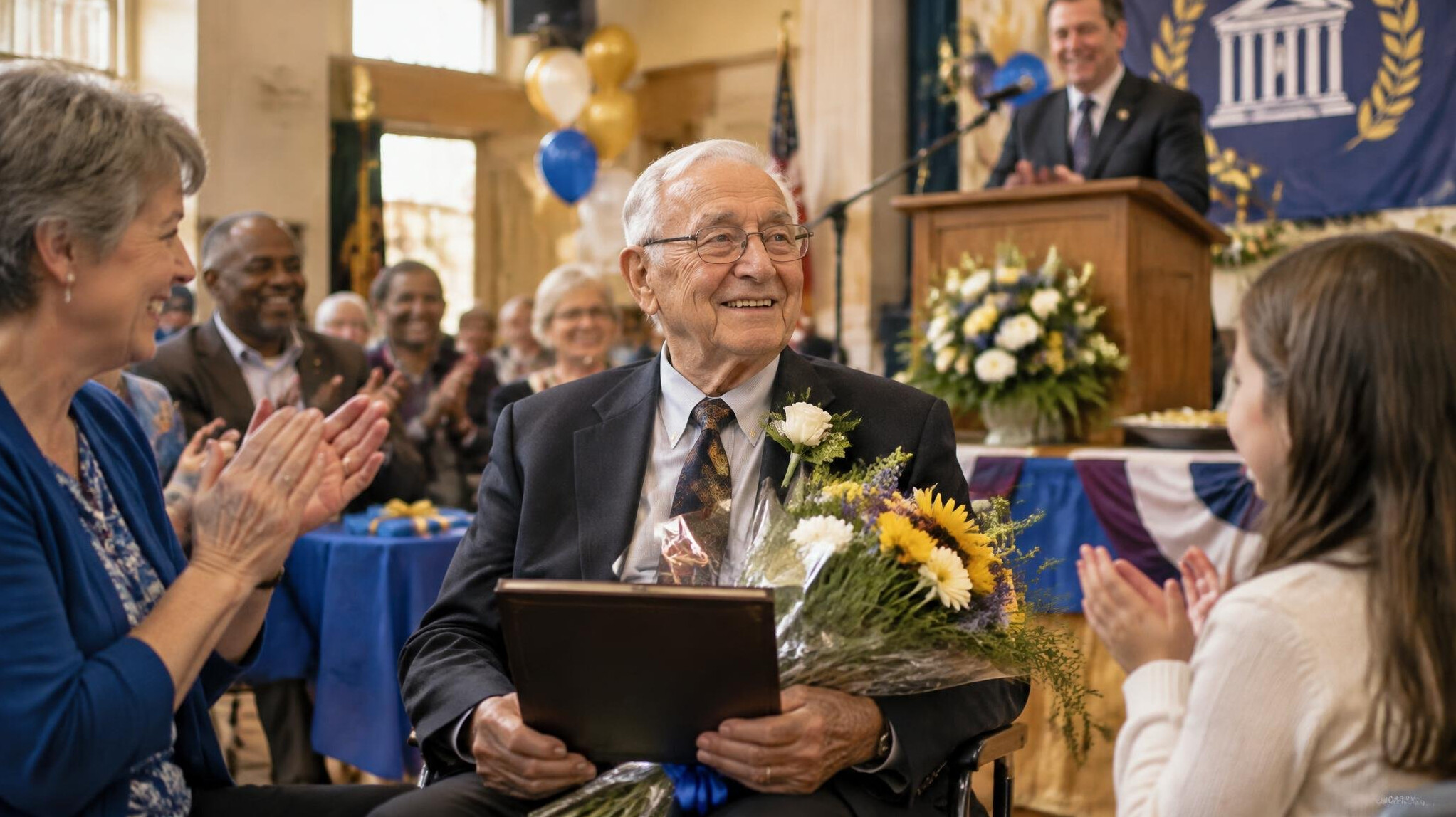 elderly man at community celebration