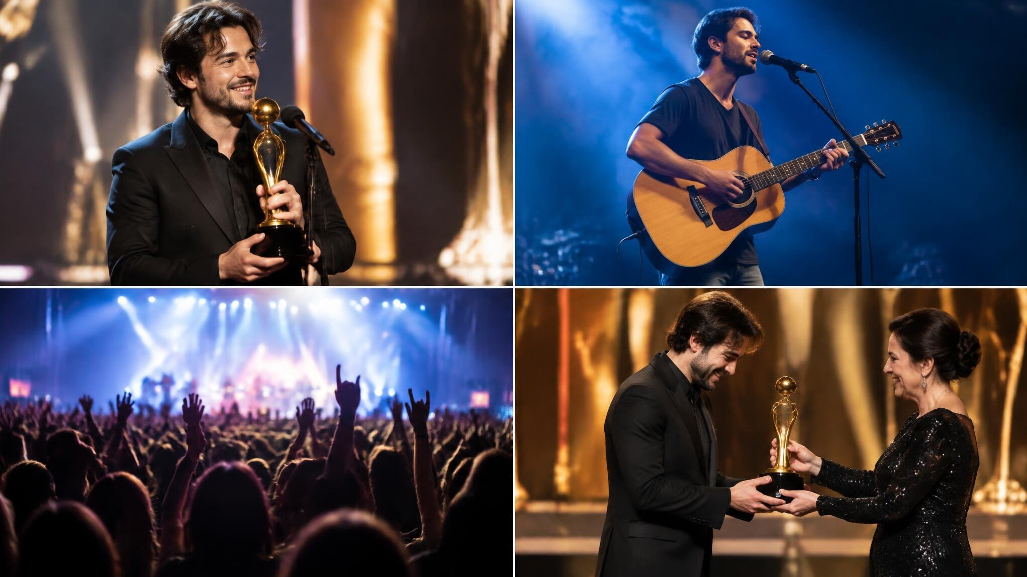 musician receiving award on stage